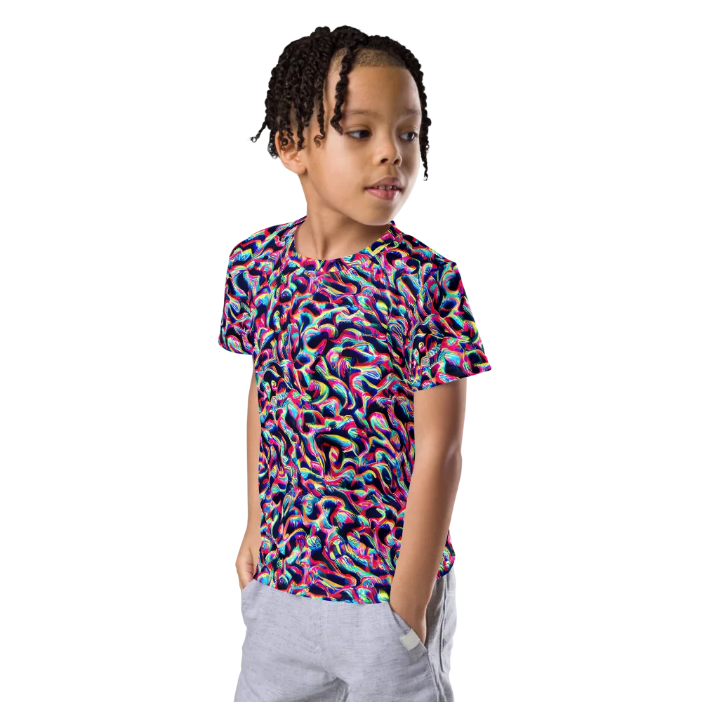 The Chromatic Wave on Kids Crew Neck T-Shirt — Left Front