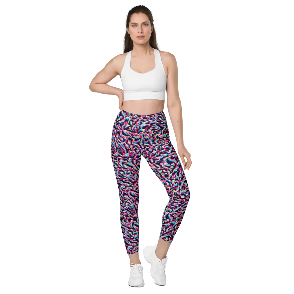The Chromatic Wave on Leggings with Pockets — Front