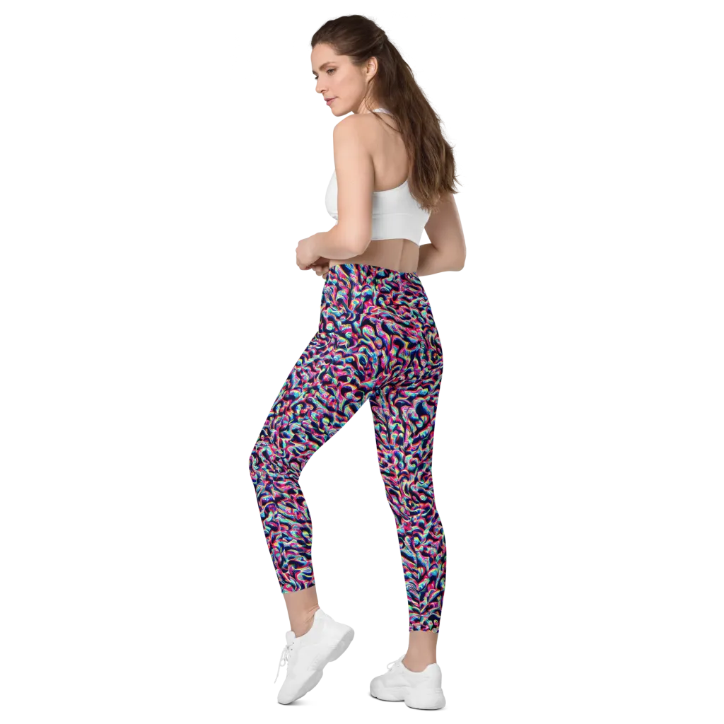 The Chromatic Wave on Leggings with Pockets — Left Back