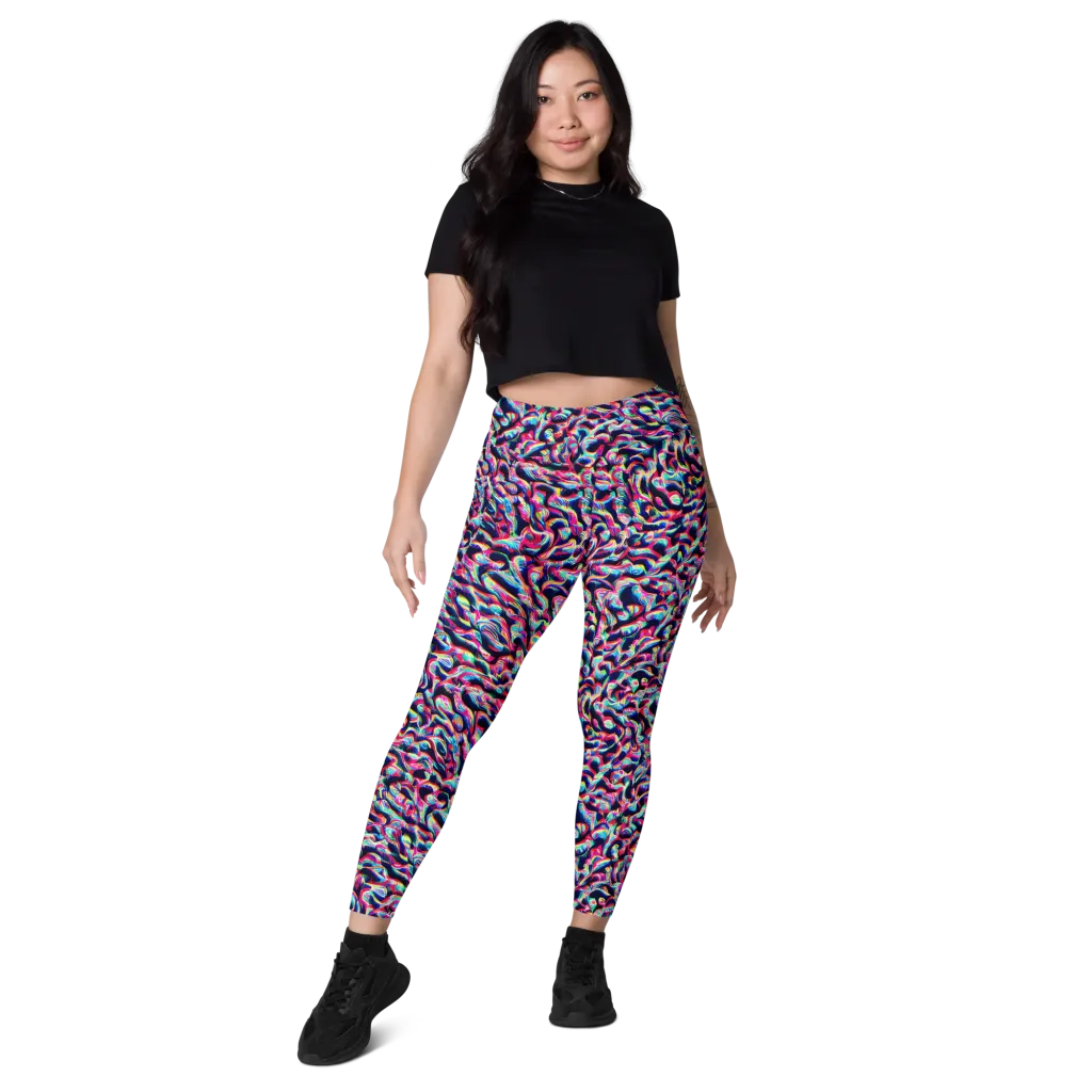 The Chromatic Wave on Leggings with Pockets — Front