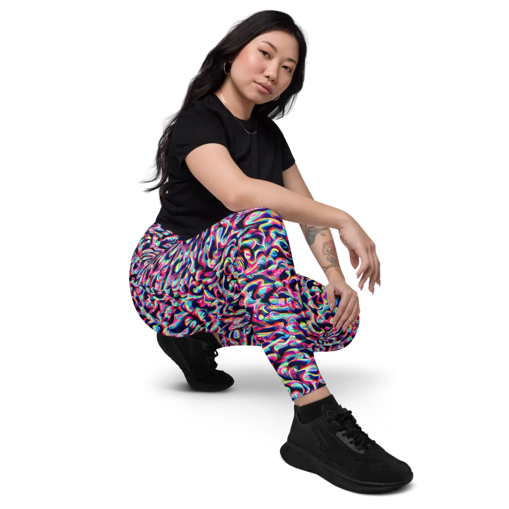 The Chromatic Wave on Leggings with Pockets — Right Front