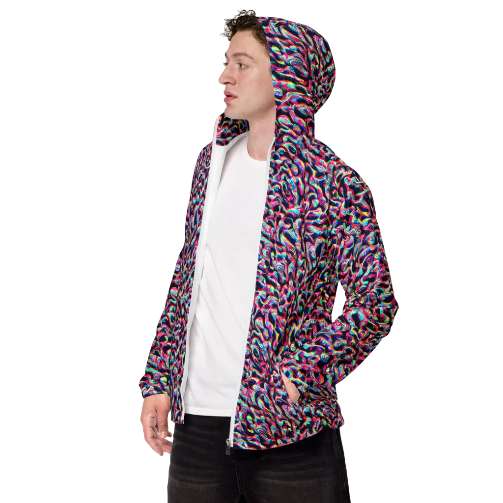 The Chromatic Wave on Men's Windbreaker — Left Front