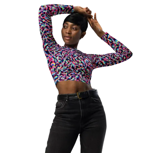 The Chromatic Wave on a Long Sleeve Crop Top