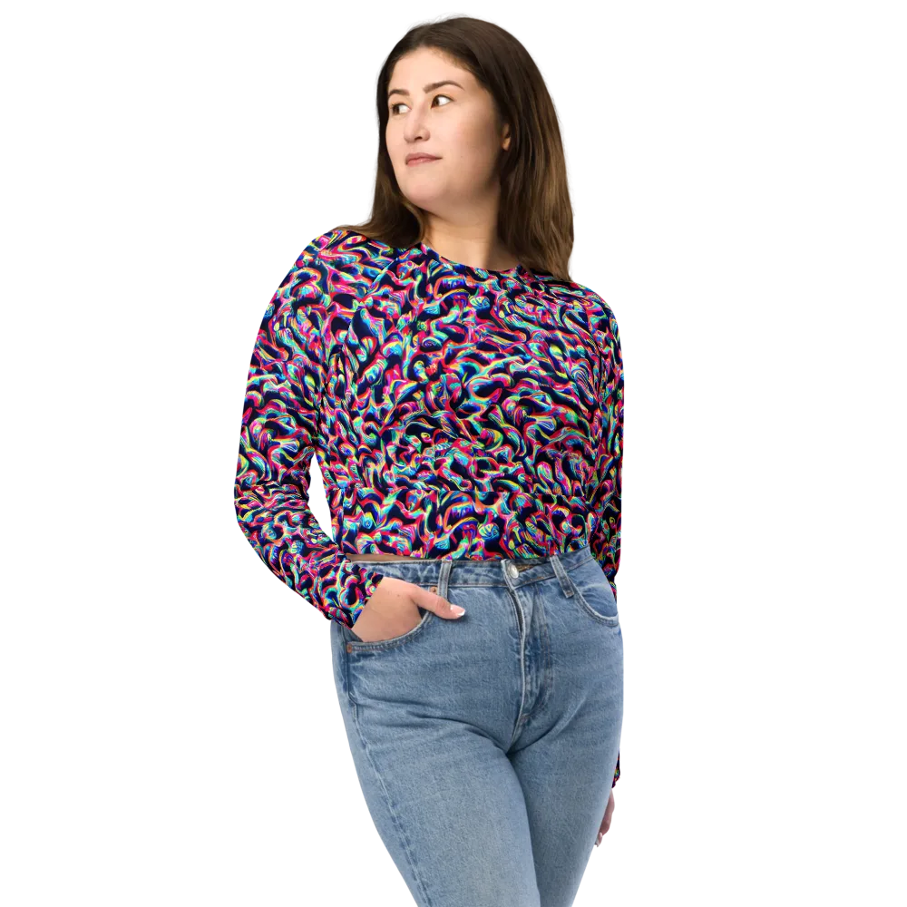 The Chromatic Wave on Long Sleeve Crop Top — Front