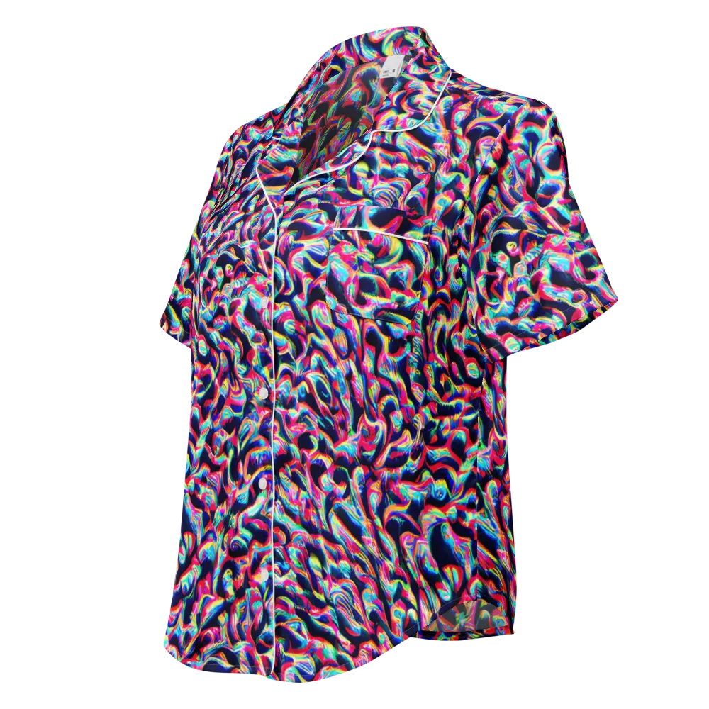 The Chromatic Wave on Women's Short Sleeve Pajama Top — Left Front