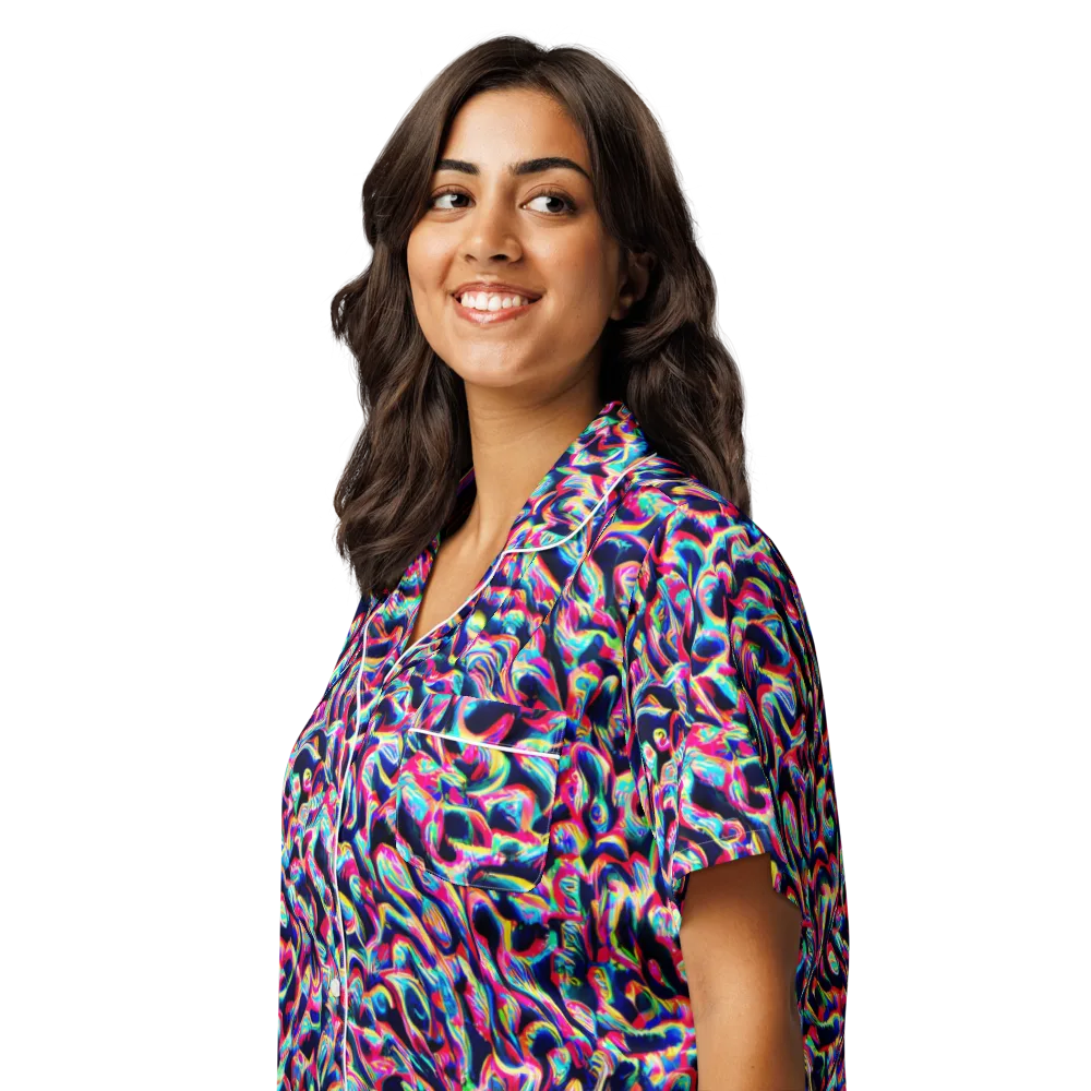 The Chromatic Wave on Women's Short Sleeve Pajama Top — Left Front