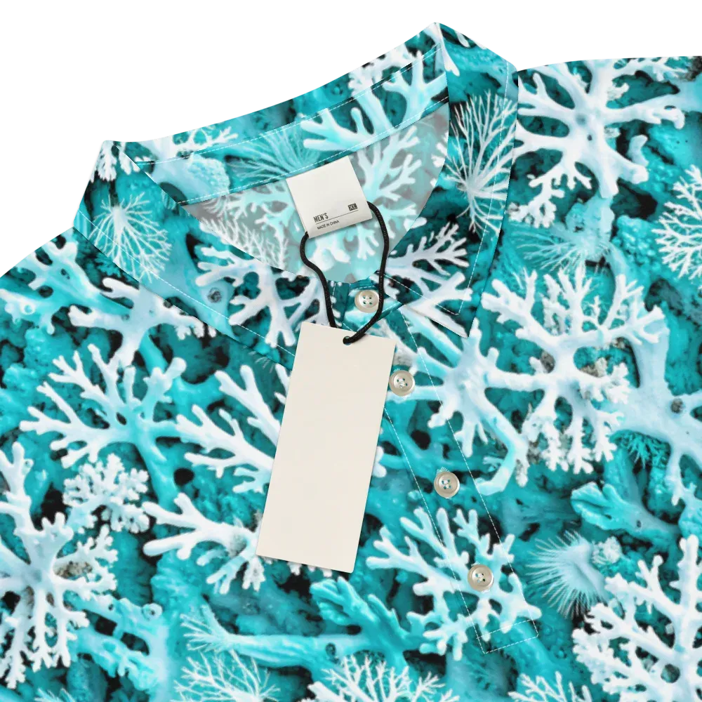 Aqua Coral Bloom on Men's Slim Fit Polo Shirt — Product details