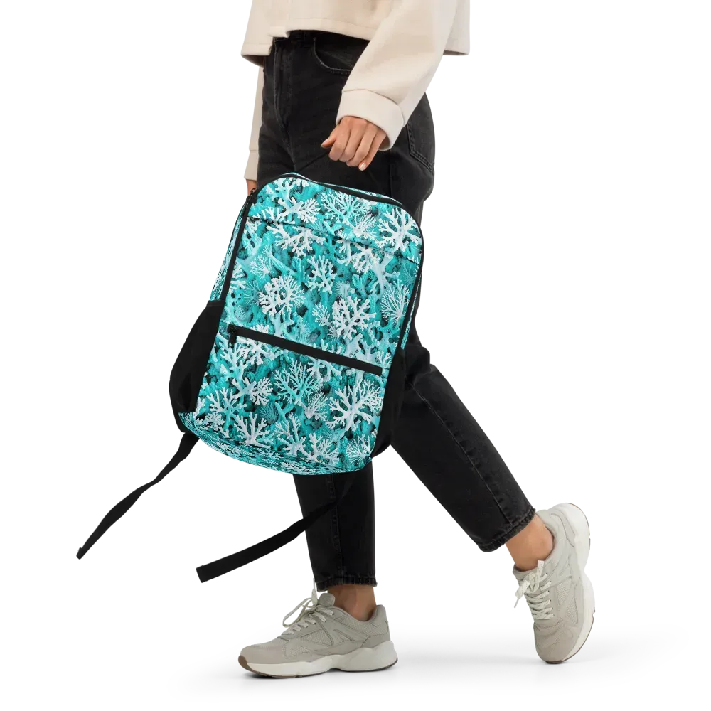 Aqua Coral Bloom on Utility Backpack — Front