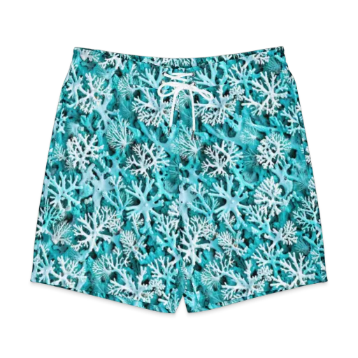 Aqua Coral Bloom on a Men's Board Shorts