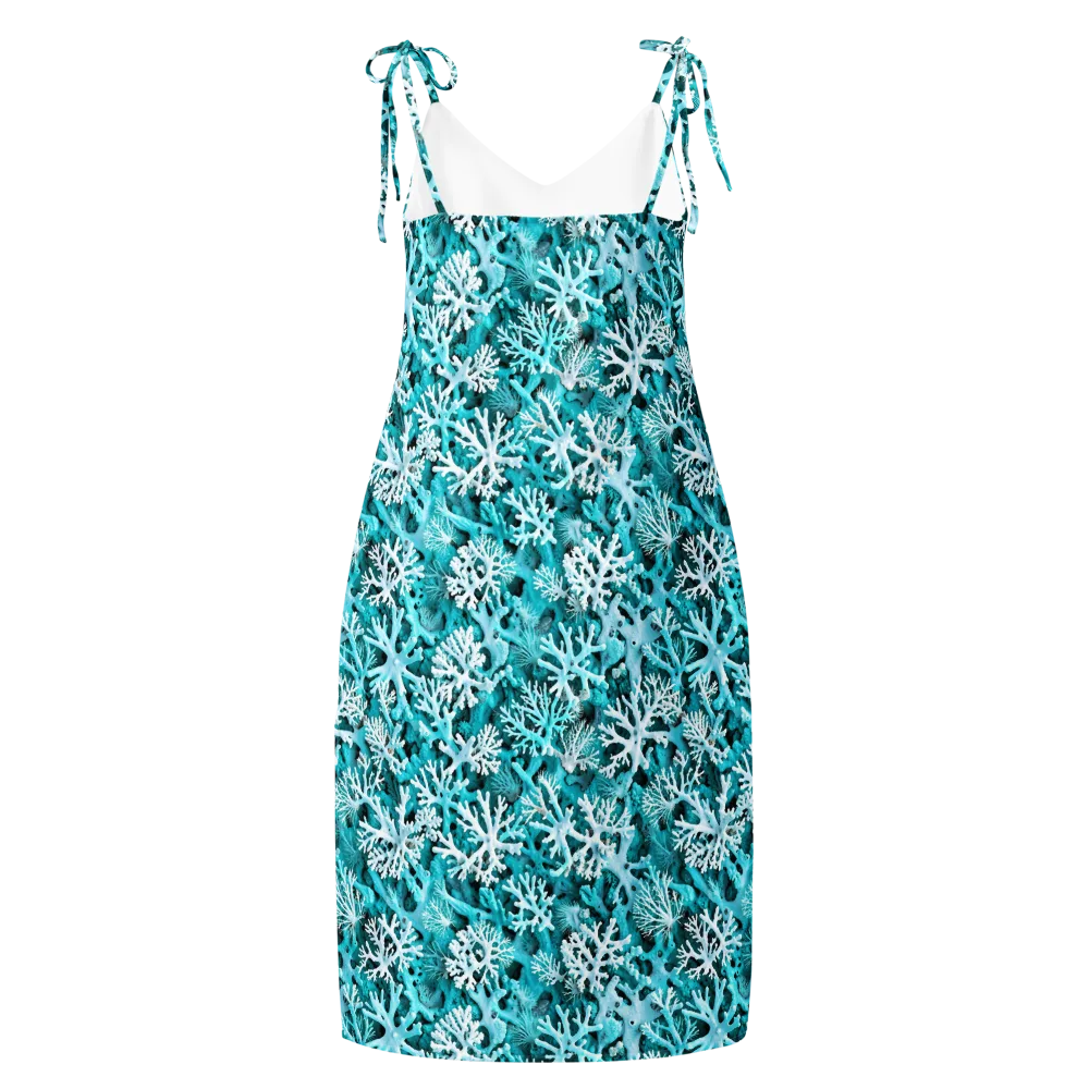 Aqua Coral Bloom on Slip Dress — Back