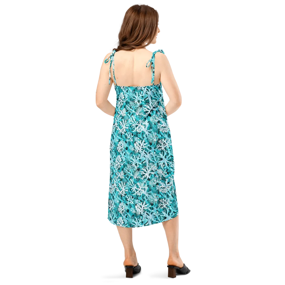Aqua Coral Bloom on Slip Dress — Back