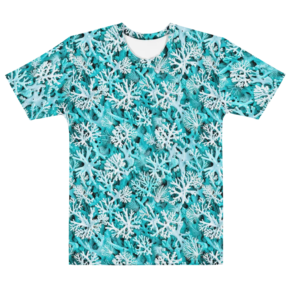 Aqua Coral Bloom on Men's Cotton Crew Neck T-Shirt — Front