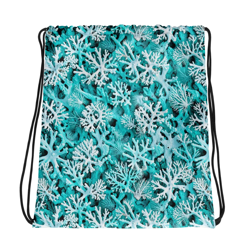 Aqua Coral Bloom on Drawstring Bag — Photo