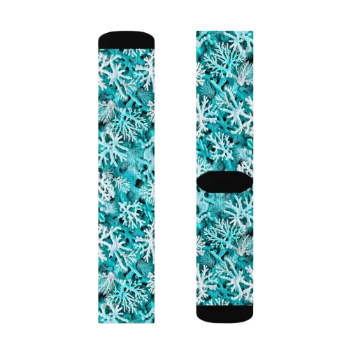 Aqua Coral Bloom on a Socks