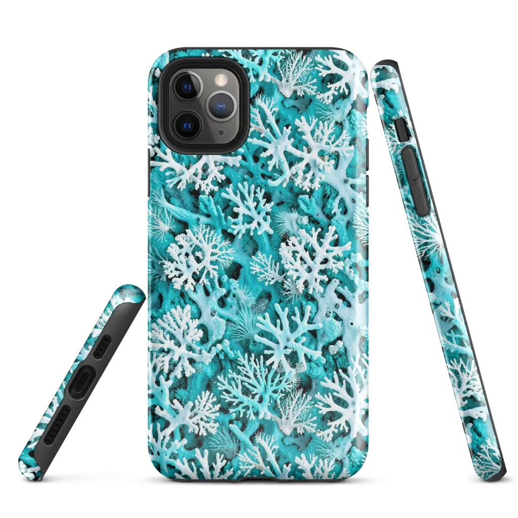 Aqua Coral Bloom on Tough Case for iPhone® — Front