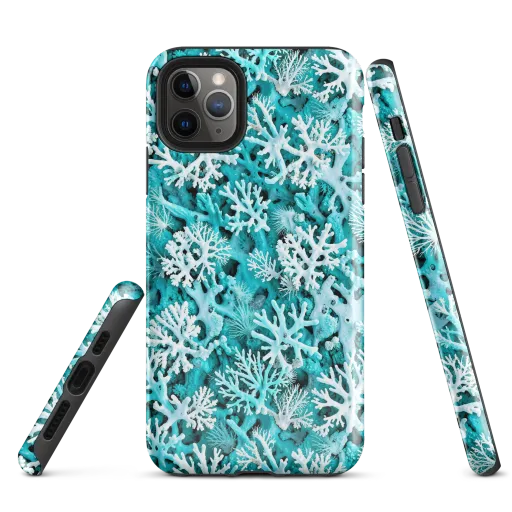 Aqua Coral Bloom on a Tough Case for iPhone®