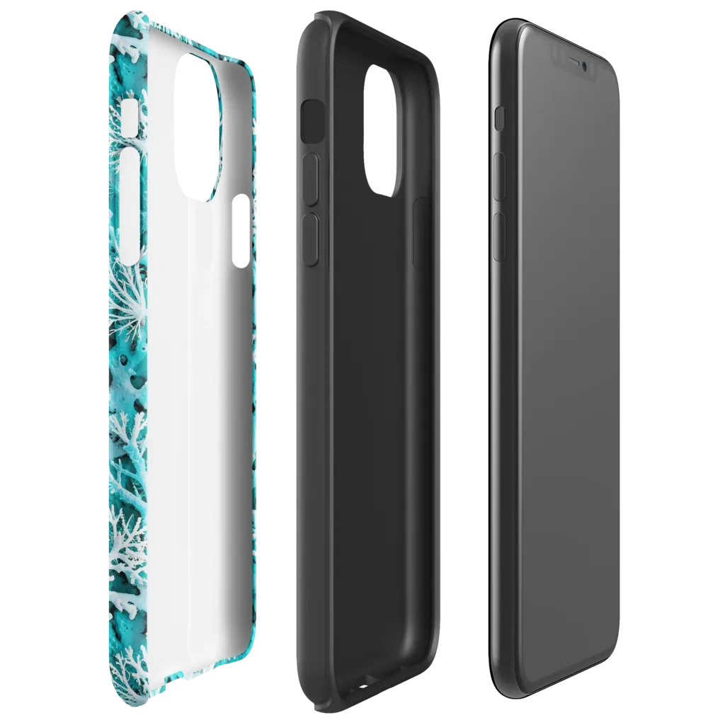 Aqua Coral Bloom on Tough Case for iPhone® — Right