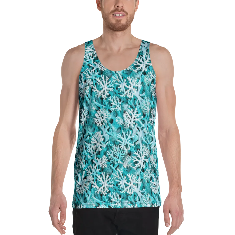 Aqua Coral Bloom on Men's Tank Top — Front