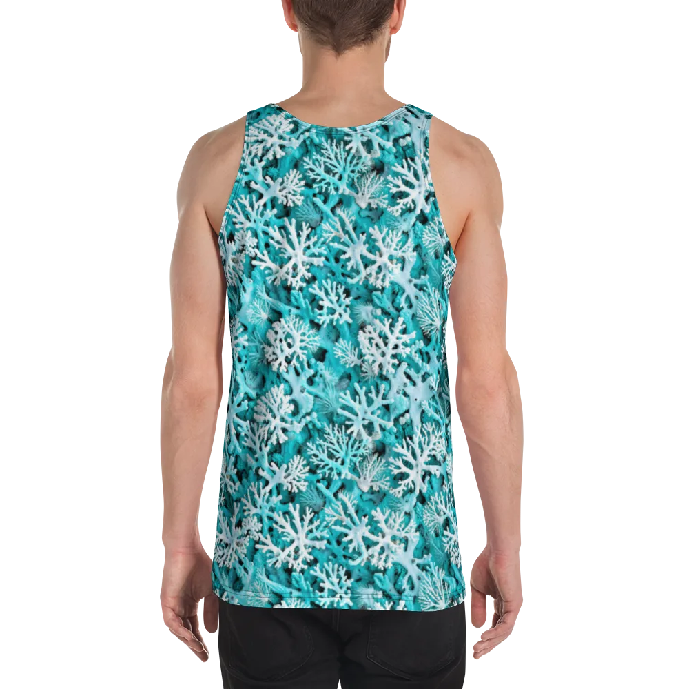 Aqua Coral Bloom on Men's Tank Top — Back