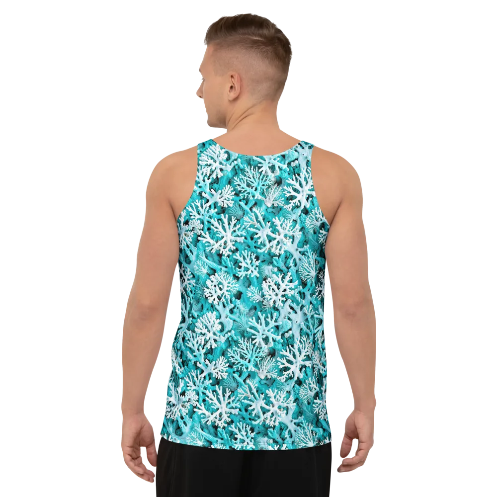 Aqua Coral Bloom on Men's Tank Top — Back