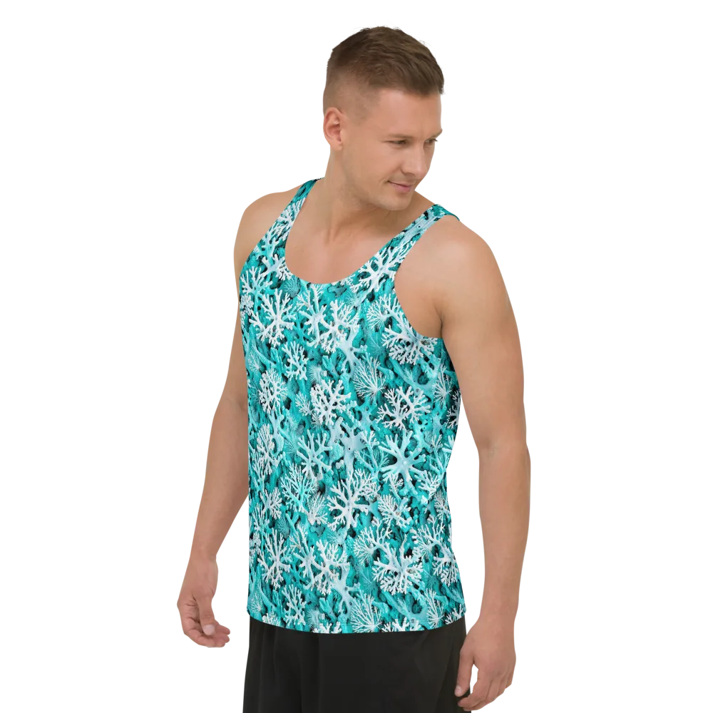 Aqua Coral Bloom on Men's Tank Top — Left Front