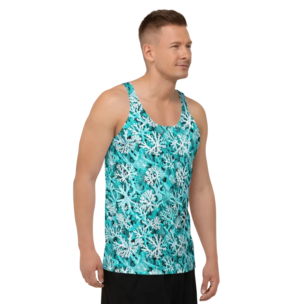 Aqua Coral Bloom on Men's Tank Top — Right Front