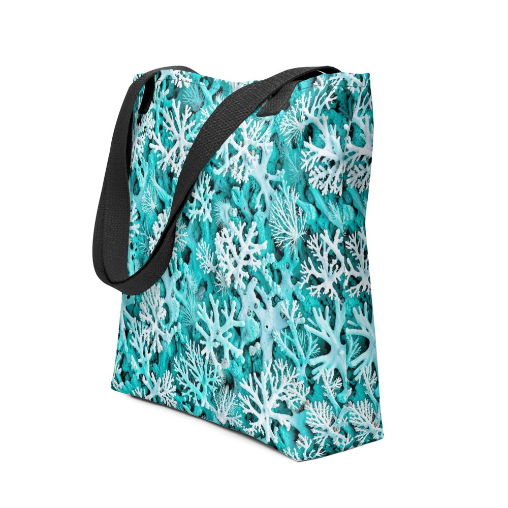Aqua Coral Bloom on Tote Bag — Front