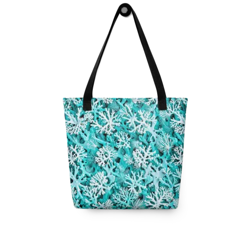Aqua Coral Bloom on a Tote Bag