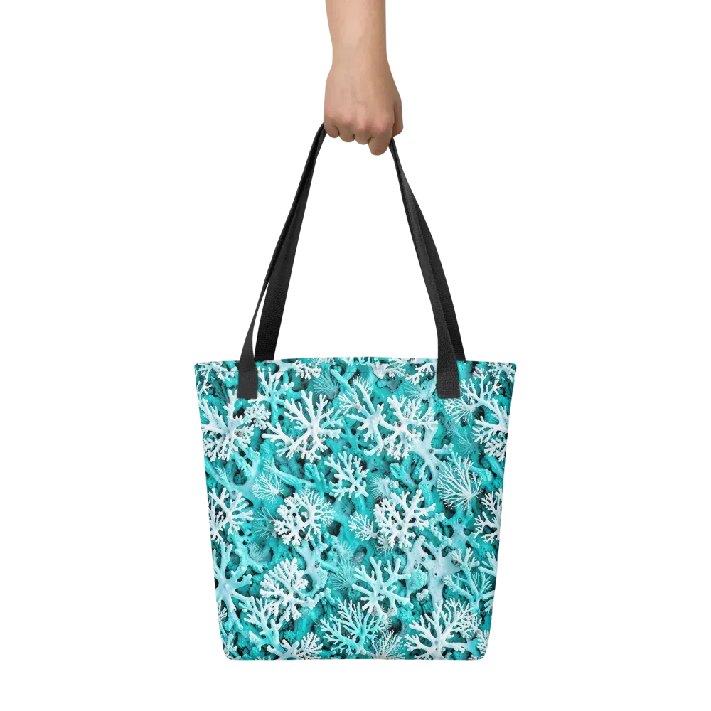 Aqua Coral Bloom on Tote Bag — Front