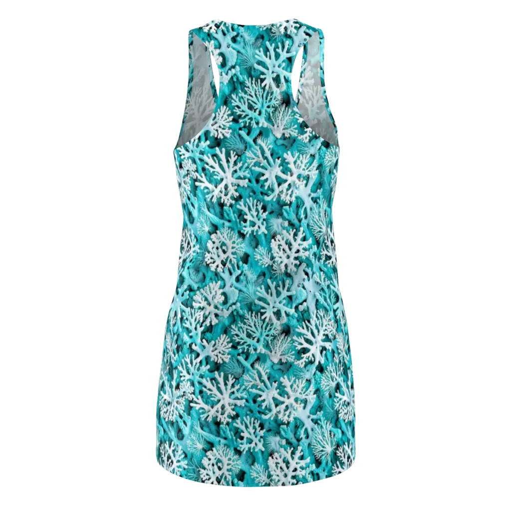 Aqua Coral Bloom on Racerback Dress — Back