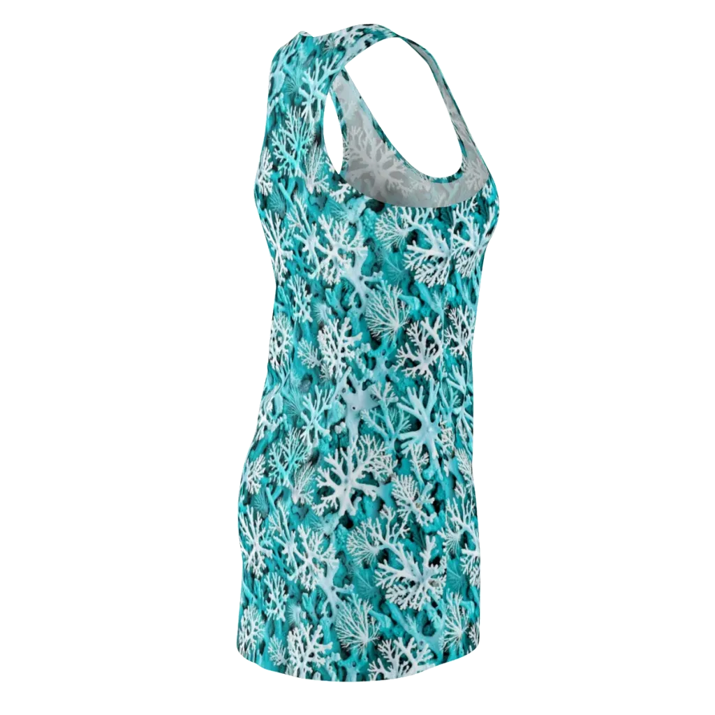 Aqua Coral Bloom on Racerback Dress — Back Side