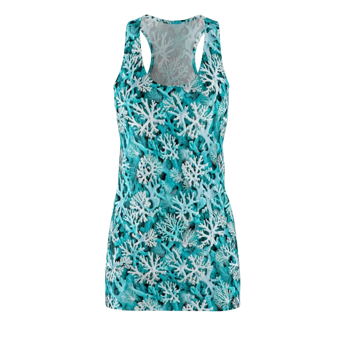 Aqua Coral Bloom on Racerback Dress — Front