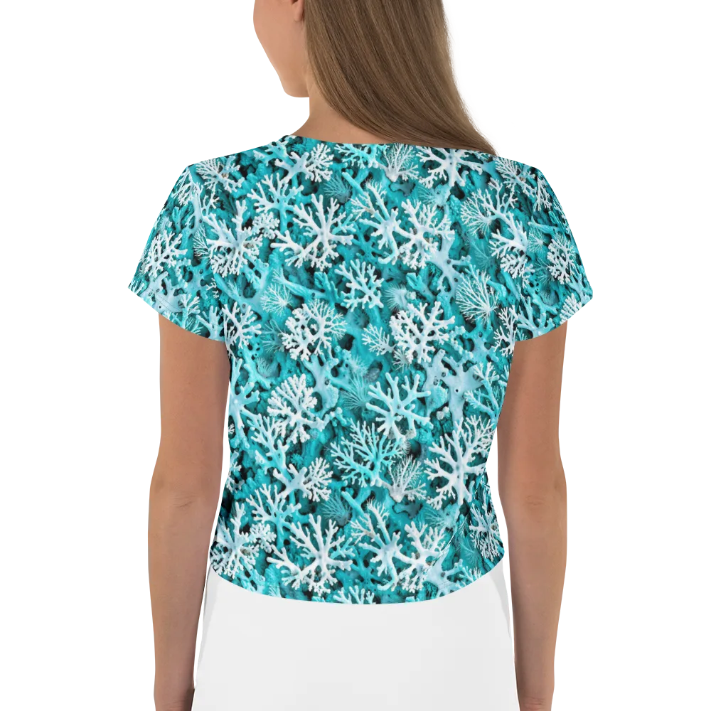 Aqua Coral Bloom on Crop Tee — Back