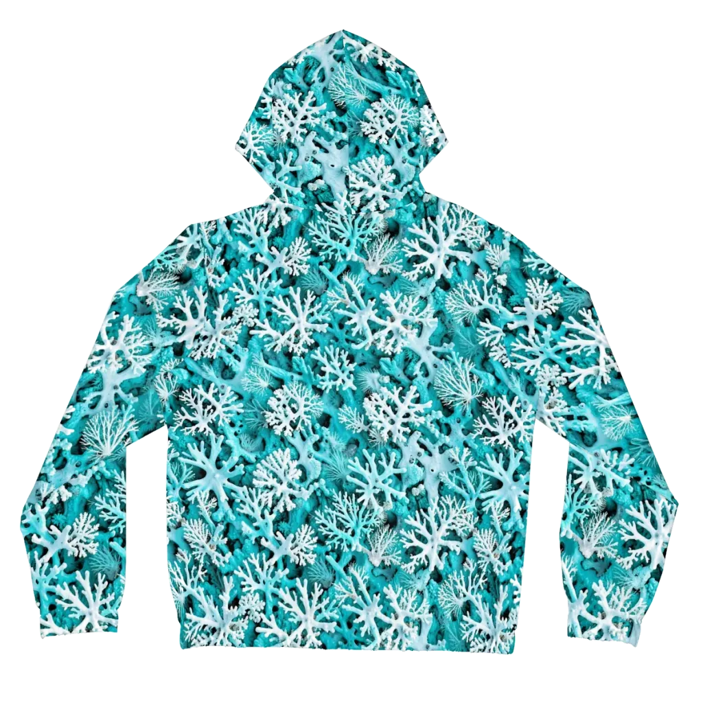 Aqua Coral Bloom on Women's Full-Zip Hoodie — Back