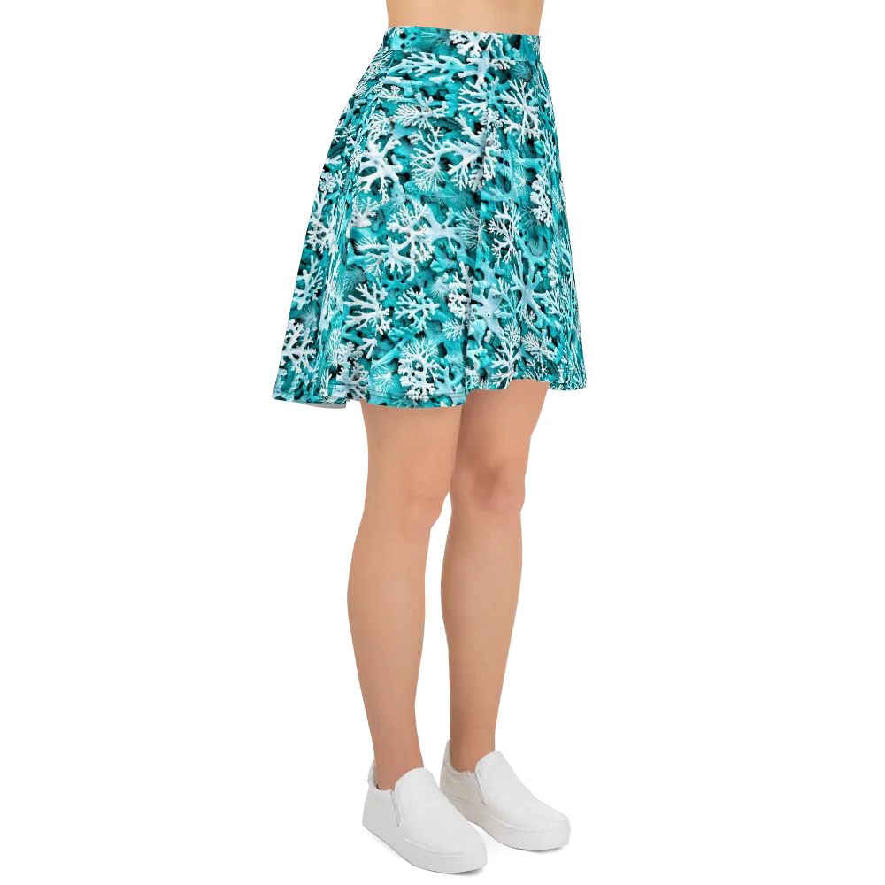 Aqua Coral Bloom on Skater Skirt — Right