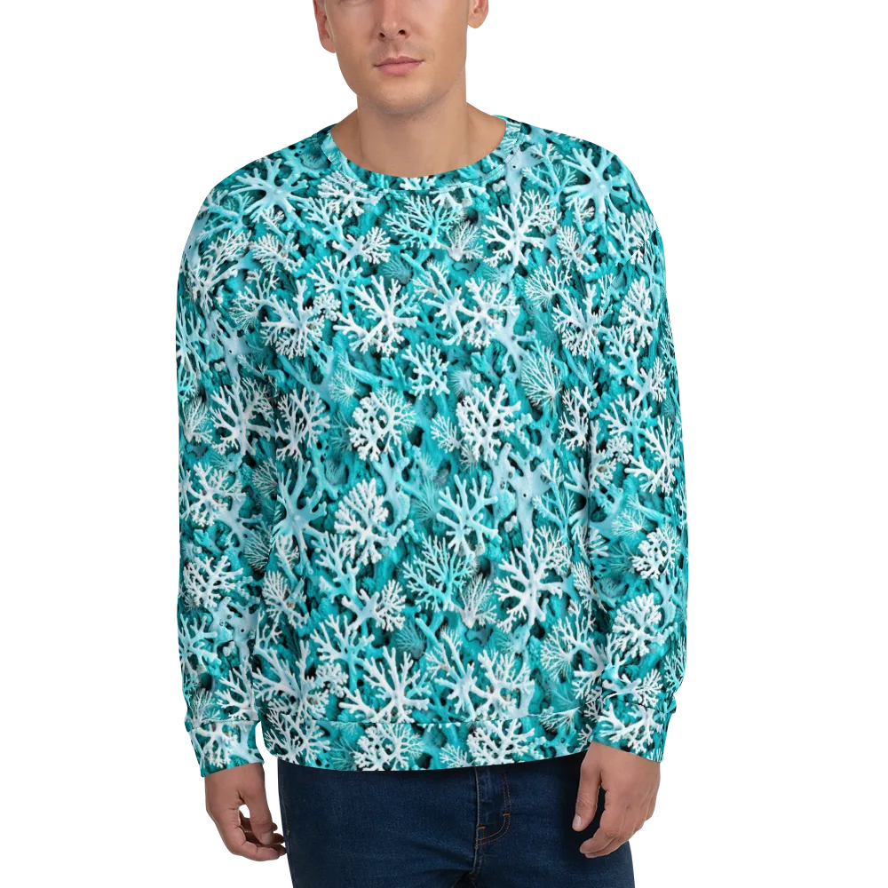 Aqua Coral Bloom on Sweatshirt — Front