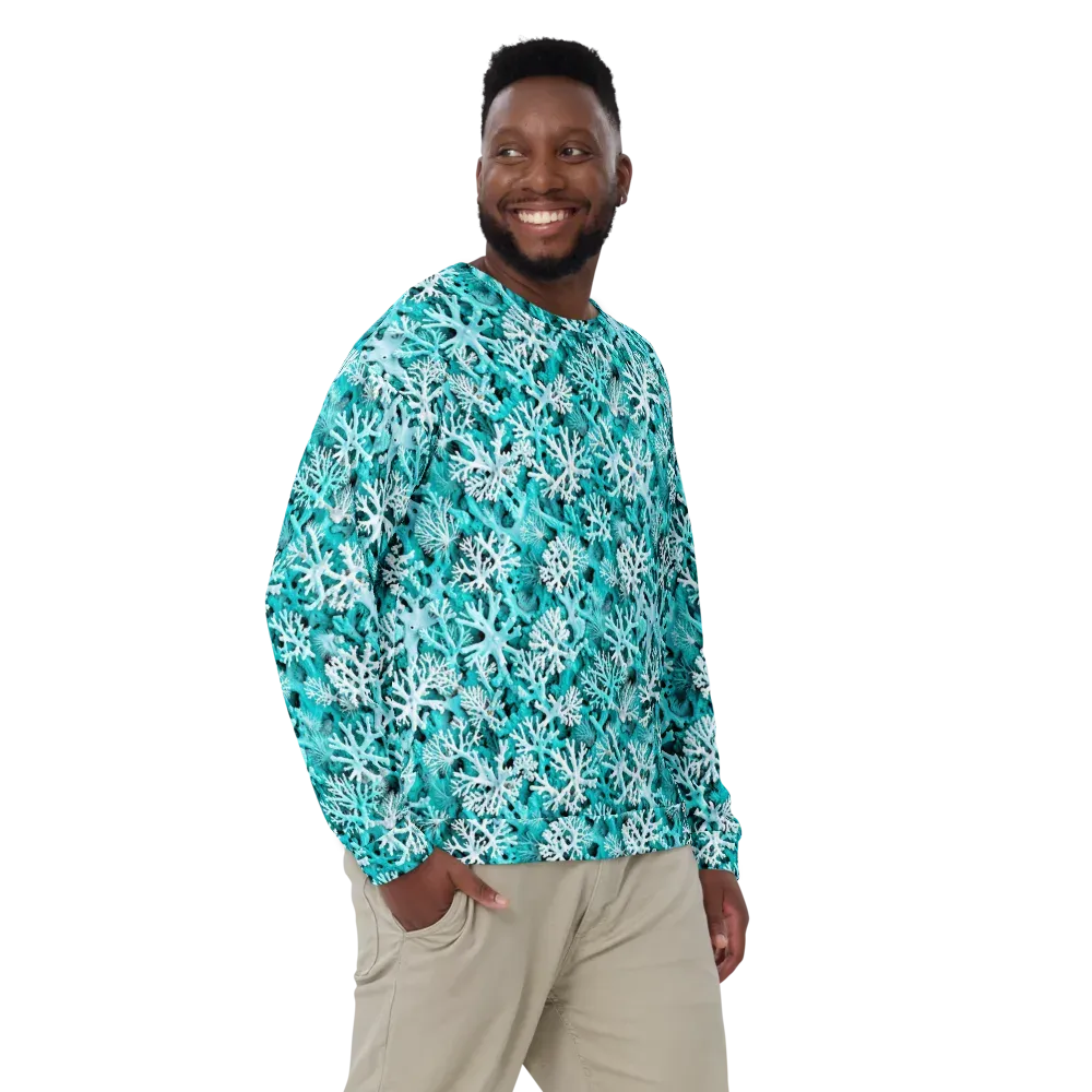 Aqua Coral Bloom on Sweatshirt — Front