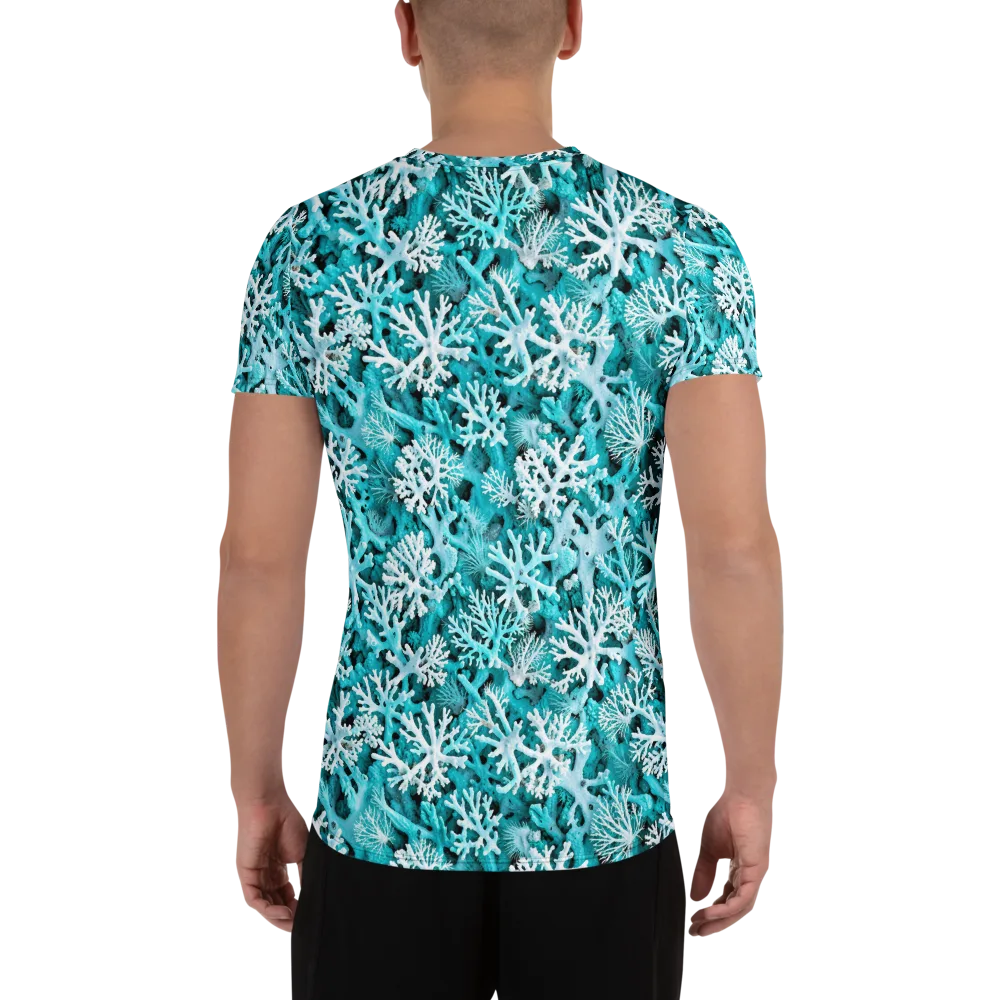 Aqua Coral Bloom on Men's Athletic T-Shirt — Back