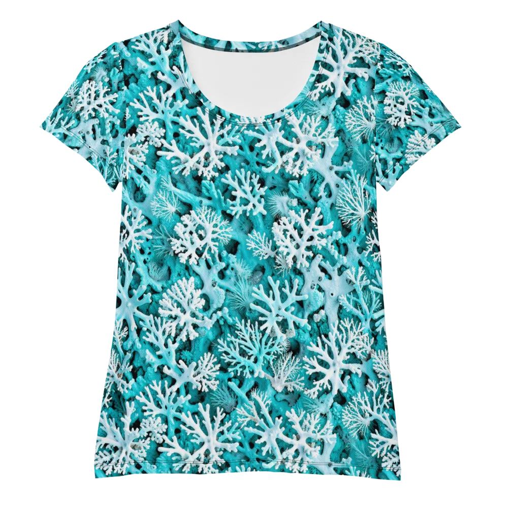 Aqua Coral Bloom on Women's Athletic T-Shirt — Front
