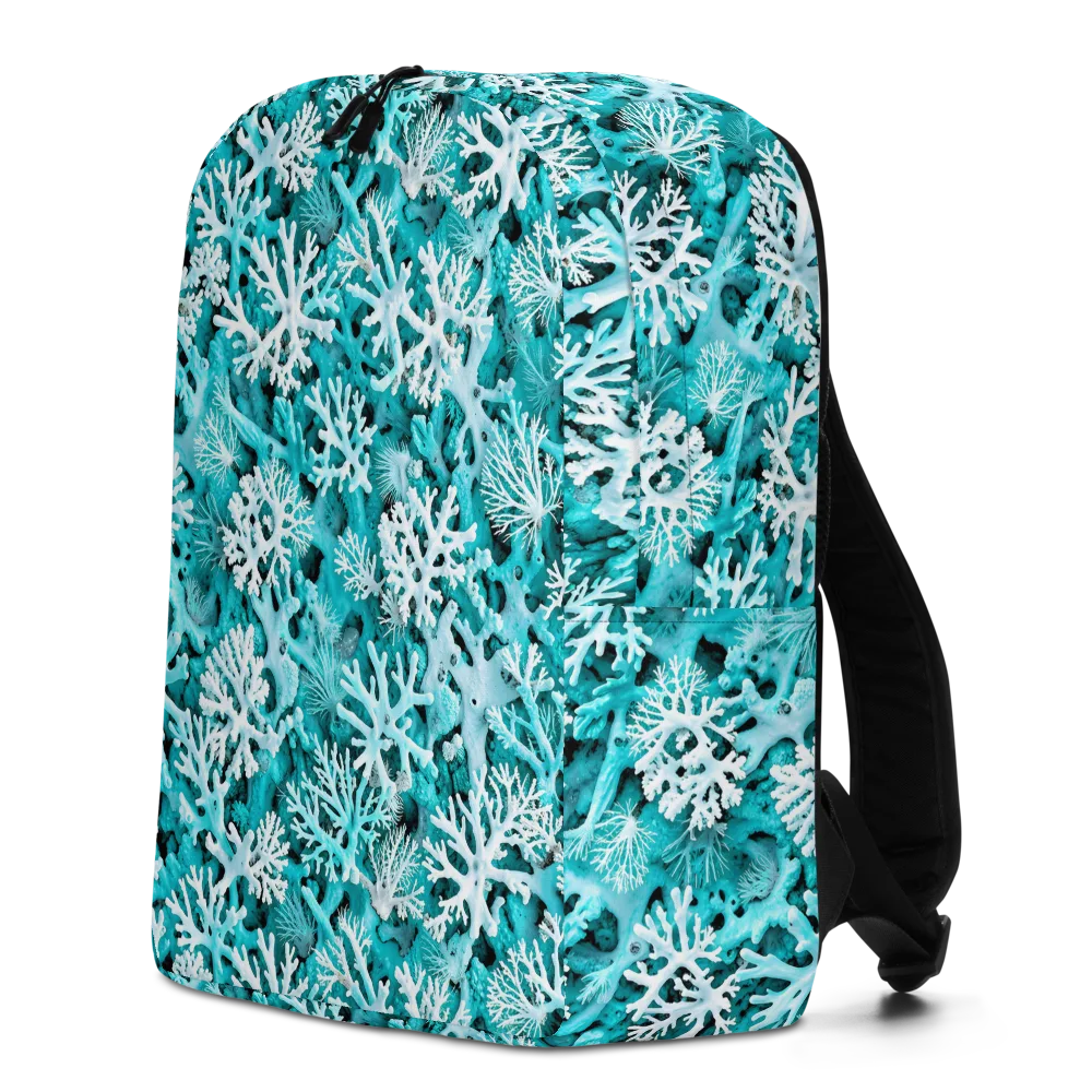 Aqua Coral Bloom on Minimalist Backpack — Left