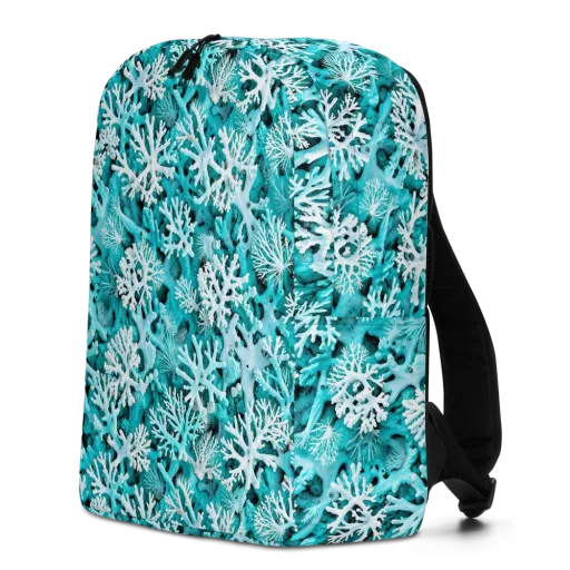 Aqua Coral Bloom on a Minimalist Backpack