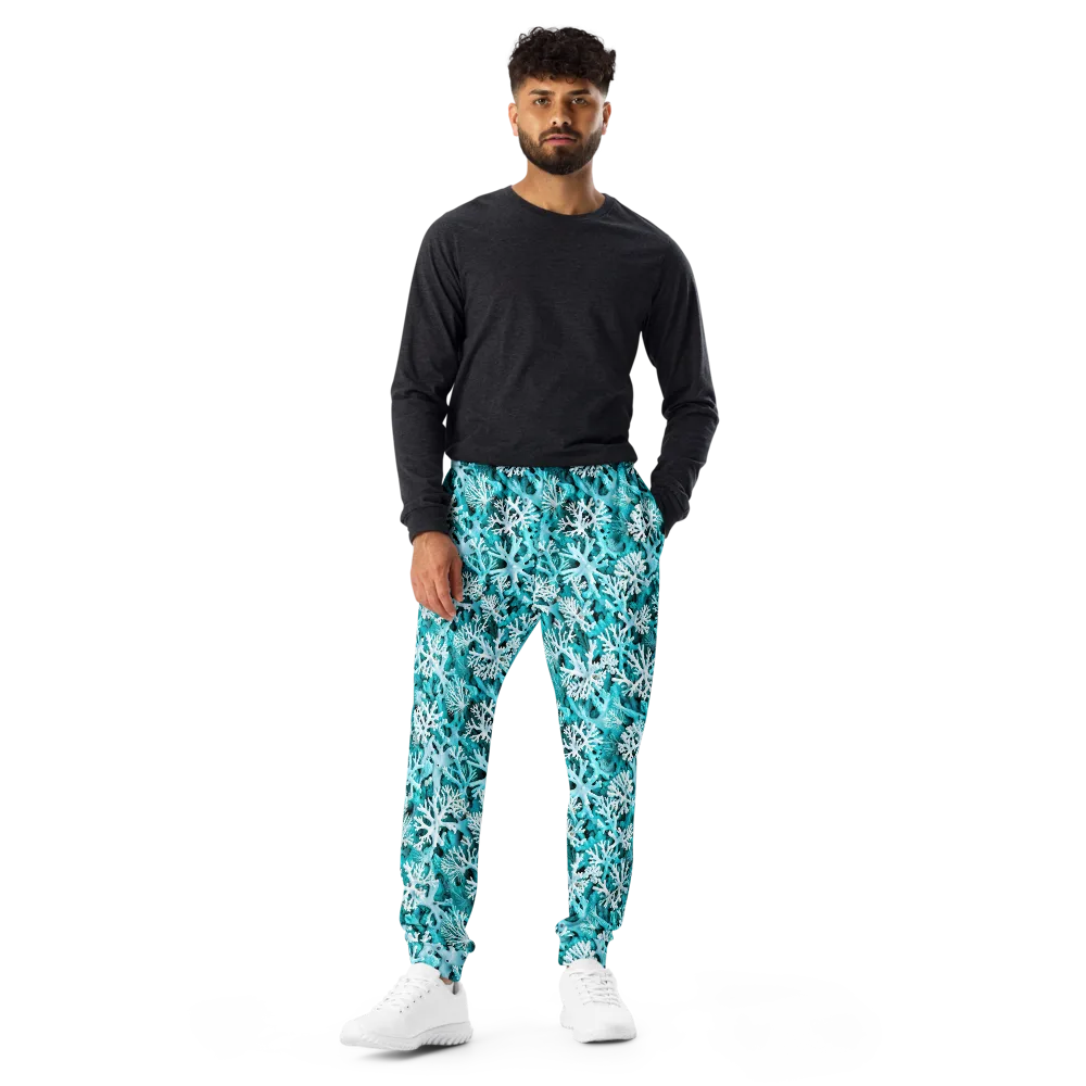 Aqua Coral Bloom on Men's Joggers — Front