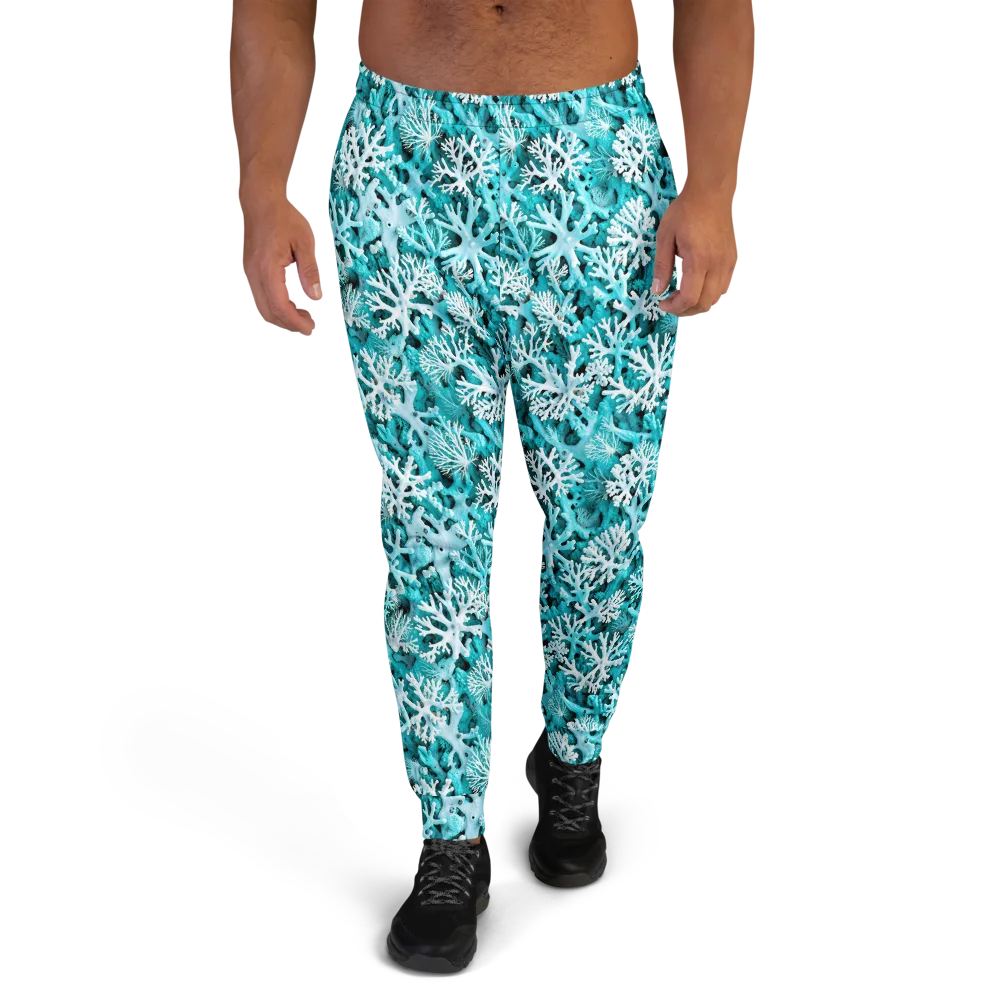 Aqua Coral Bloom on Men's Joggers — Front