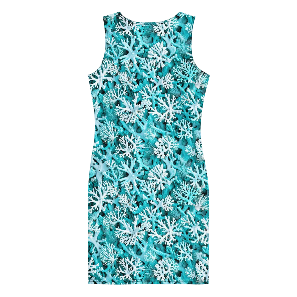 Aqua Coral Bloom on Bodycon Dress — Back
