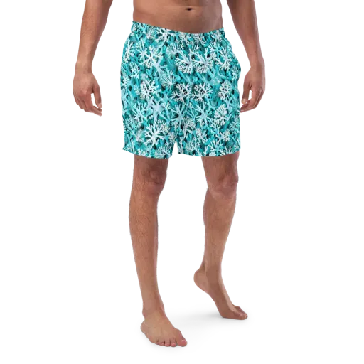 Aqua Coral Bloom on a Swim Trunks
