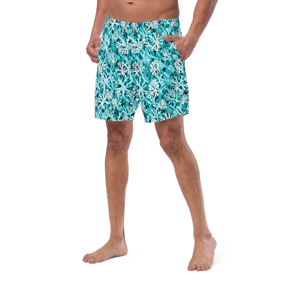 Aqua Coral Bloom on Swim Trunks — Left Front