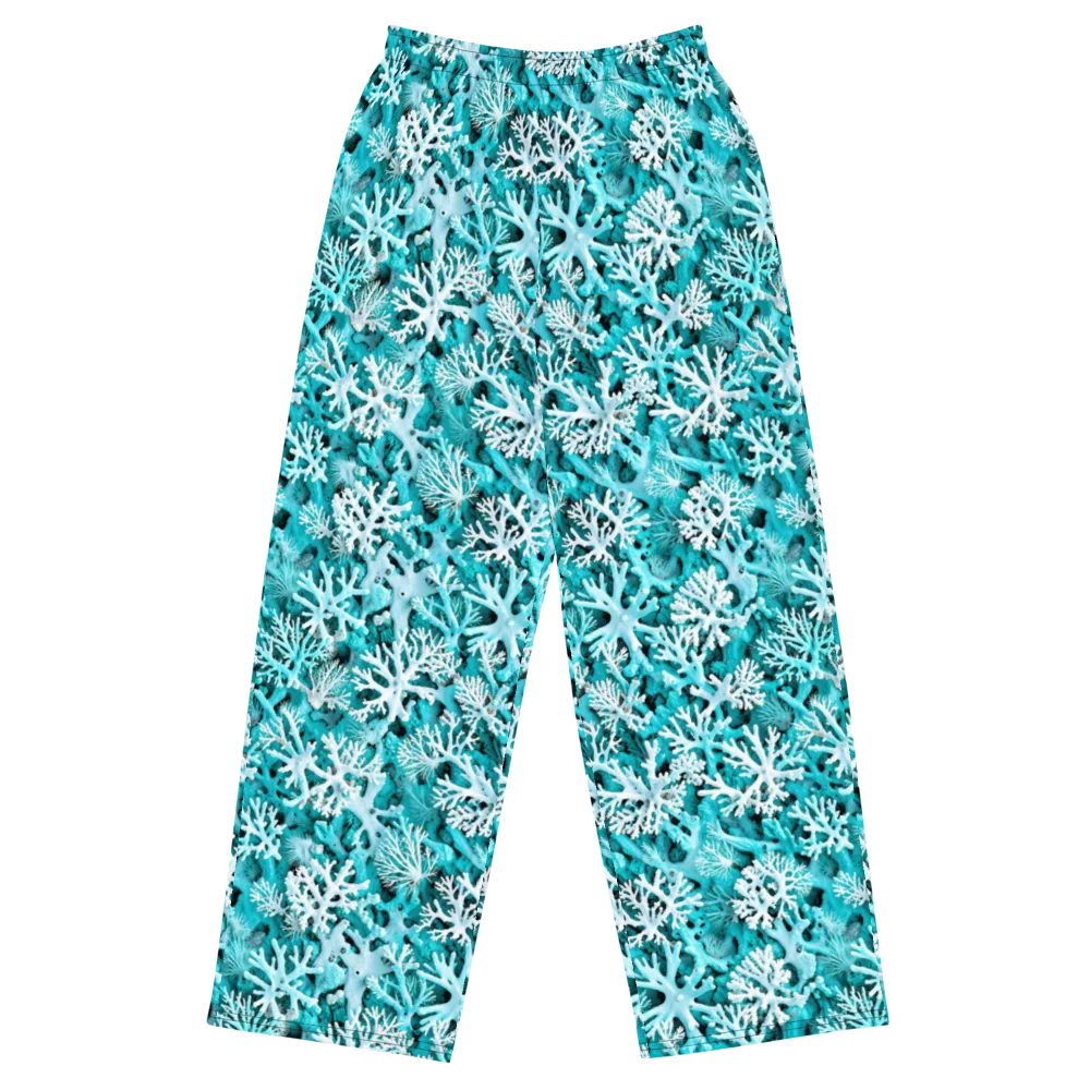 Aqua Coral Bloom on Wide-Leg Pants — Front