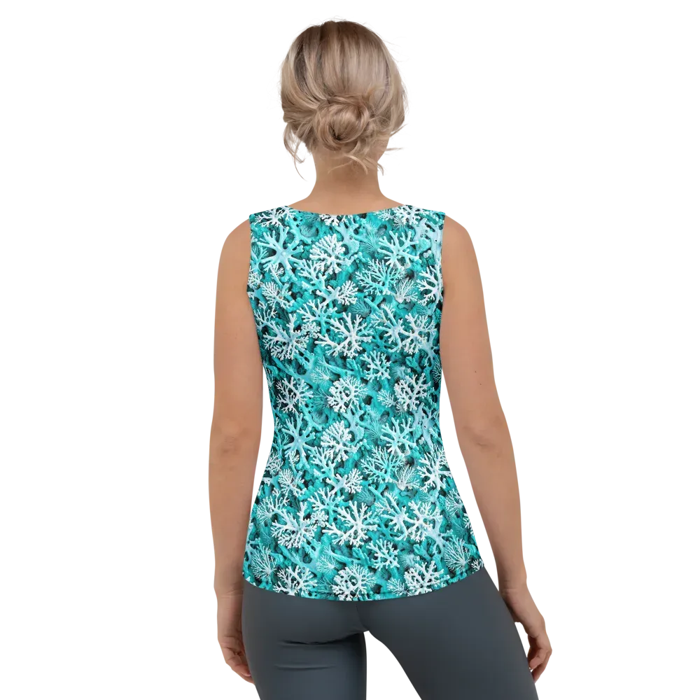 Aqua Coral Bloom on Women's Tank Top — Back