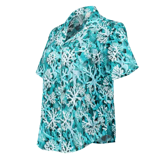 Aqua Coral Bloom on a Women's Short Sleeve Pajama Top