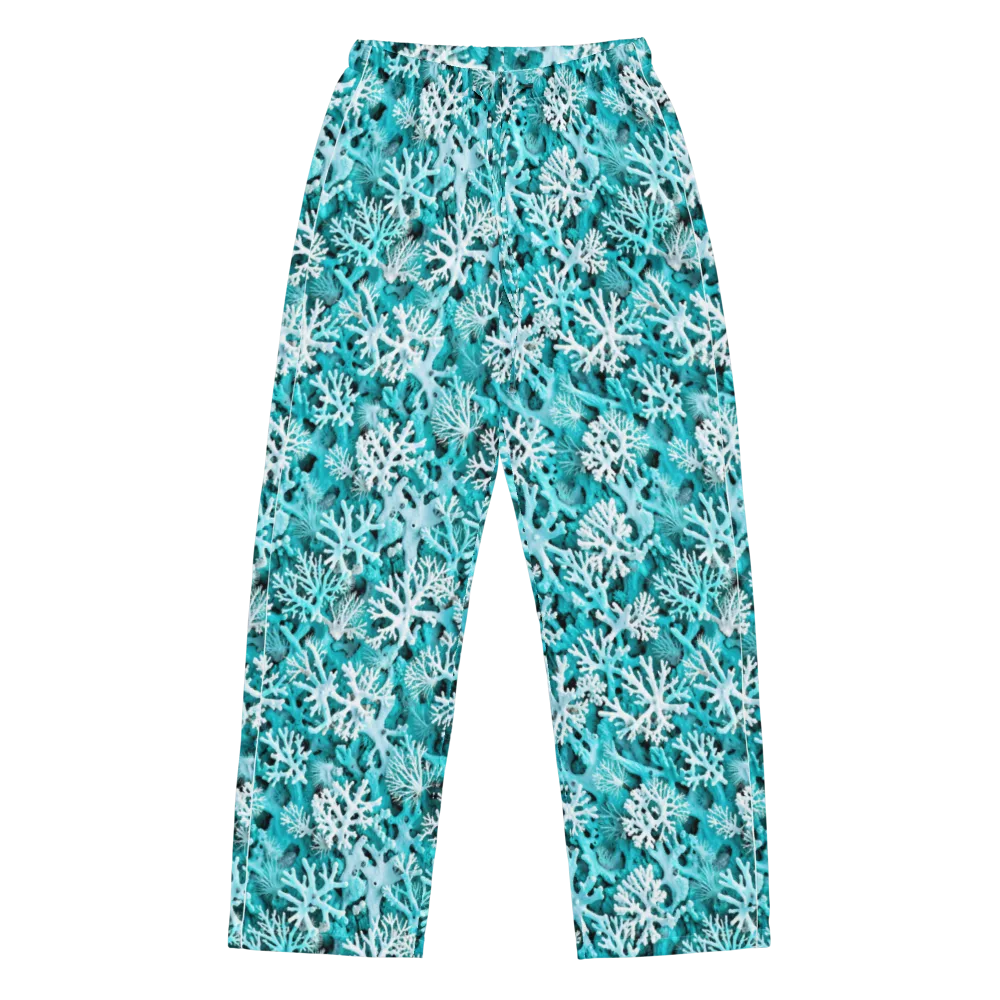Aqua Coral Bloom on Women's Pajama Pants — Front